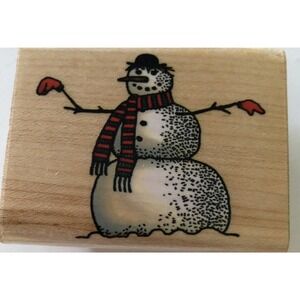 NEW Inkadinkado Charles Wysocki SNOWMAN Wood Mounted Rubber Stamp 5251